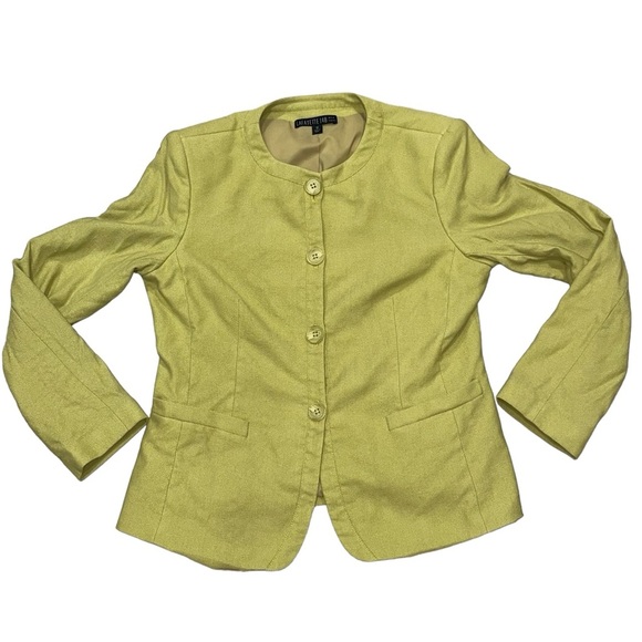 Lafayette 148 Lime Green Virgin Wool & Silk Blazer Jacket size 12 - Picture 3 of 7